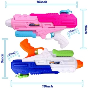 Set 2x Pistol cu Apa pentru Copii, Rezervor, Pentru Piscina/Plaja, Flippy, 6ani+, Roz + Albastru, 1200 ML - Img 5