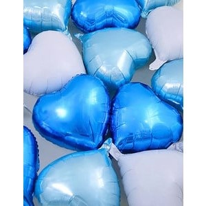 Set 3 Baloane din Folie Metalizata, Flippy, Figurina Inima, Tema Ziua Indragostitilor, 45 cm, Ambalaj Individual, Pai Inclus, Umflare cu Aer sau Heliu, Albastru/Argintiu - Img 8