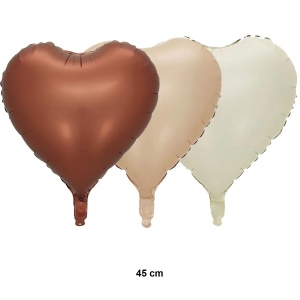 Set 3 Baloane din Folie Metalizata, Flippy, Figurine Inimi, Tema Ziua Indragostitilor, 45 cm, Ambalaj Individual, Pai Inclus, Umflare cu Aer sau Heliu, Crem/Maro - Img 7