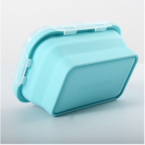 Set 3 caserole pliabile Flippy, din silicon, rezistenta la temperaturi ridicate, usor de depozitat si curatat, 350/500/800 ml, utilizare in cuptorul cu microunde, albastra - Img 3