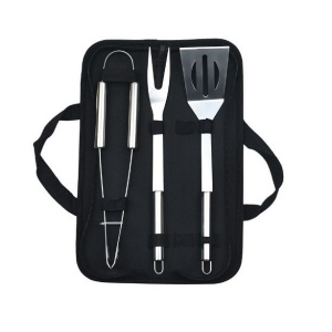 Set 3 Ustensile pentru Gratar, Flippy, din Otel Inoxidabil, Geanta Oxford, Argintiu - Img 1