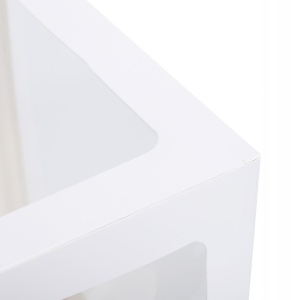 Set 4 Cutii pentru Baloane, Flippy, Model Simplu, Tematica Aniversare, Cuburi Decorative din Plastic, Accesorii pentru Petrecere, 30 x30 cm, Transparente Contur Alb - Img 3