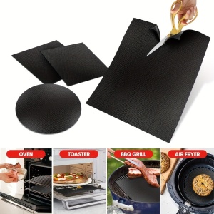 Set 4 Folii Antiaderente din Teflon, Flippy, Multifunctionale, Rezistente la Apa si Temperaturi Ridicate, pentru Gratar, Cuptor, BBQ Grill, 40x33 cm, Negru - Img 10