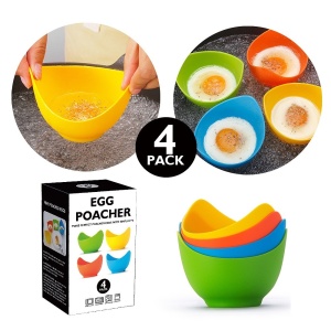 Set 4 forme pentru oua posate Flippy, din silicon rezistent la temperatura mare, usor de utilizat, multicolor - Img 7
