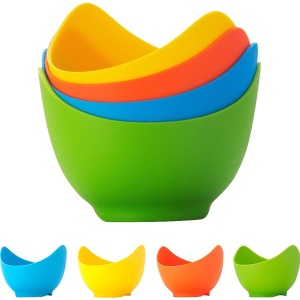 Set 4 forme pentru oua posate Flippy, din silicon rezistent la temperatura mare, usor de utilizat, multicolor - Img 1