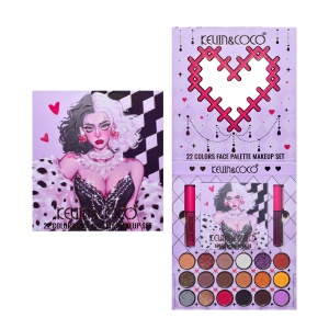 Set 4 Produse de Machiaj, KEVIN &amp; COCO, Black-White Witch, 22 culori, 19.7 x 21.2 x 2.5 cm - Img 9