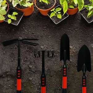 Set 4 Unelte de Gradina Flippy, Maner extensibil, pentru Plantare Prelucrare Sol si Ingrijire Plante, Material otel carbon, negru - Img 4