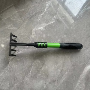 Set 4 Unelte de Gradina Flippy, pentru Plantare, Prelucrare Sol si Ingrijire Plante, Material PVC Carbon, Grebla, Sapaliga cu Cap Dublu, Lopata Mica, Lopata Lata, 43 x 11 cm, Negru/Verde - Img 5