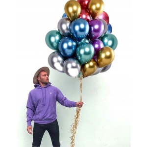 Set 50 Baloane din Latex Chrome, Flippy, Model Party, 23 cm, Multicolor, 2.2 g - Img 4