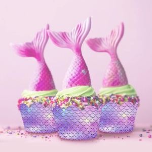 Set 6 Accesorii pentru Prajituri Sirena, Flippy, Colectia Mermaid, 22.7 x 8.7 cm, Multicolor - Img 4
