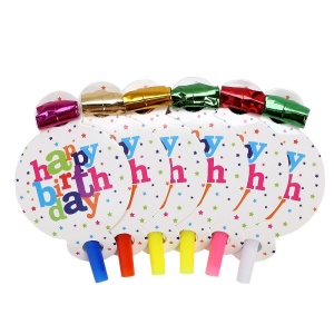 Set 6 Suflatori, Flippy, Colectia Happy Birthday, 19 x 11 cm, din Carton/Plastic/Hartie, Multicolor - Img 1
