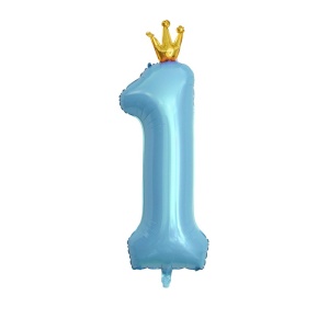 Set 8 Baloane din Folie Metalizată si din Latex, Flippy, Figurine Cifra 1 Printesa 91cm, Stea 45 cm si Cerc 55 cm, Baloane Latex 30 cm, Tema Prima Aniversare, Ambalaj Individual, Pai Inclus, Umflare cu Aer sau Heliu, Albastru - Img 3