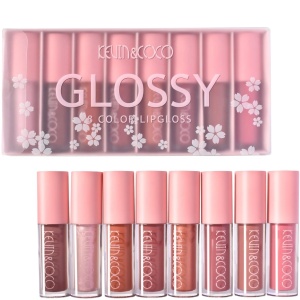 Set 8 Lip Gloss, nunate rose, nude, glosy, cutie dreptunghiulara, 8.3 x 17.5 x 2.7 cm, 181.5 g, multicolor - Img 1