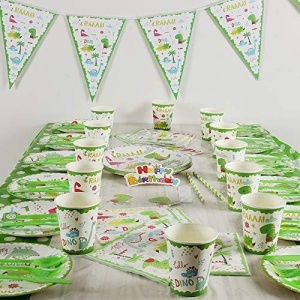 Set 9 Accesorii de Masa, Flippy, Colectia Dino Park, 82 Piese, din Carton/Plastic/Hartie, Multicolor - Img 3
