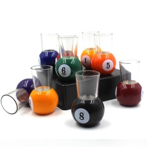 Set 9 pahare de shot Flippy, cu suport tip bila de biliard, detasabil, 30 ml, din sticla, 17 x 17 x 10 cm, multicolor - Img 5