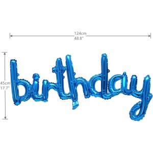 Set Baloane din Folie Metalizata, Flippy, Model Happy Birthday, 45x85 cm, 45x124cm, Baloane Party, Ambalaj Individual, Pai Inclus, Umflare cu Aer sau Heliu, Albastru - Img 2