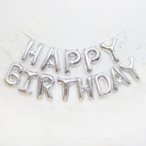Set baloane folie Flippy, Happy Birthday, 40 cm, argintiu - Img 4