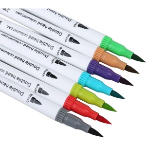 Set Carioci pe Baza de Apa, Flippy, 2 in 1, pentru Pictura, Caligrafie, 100 Culori, Penar Negru, Corp Carioca Alb, 23.5 x 19.5 x 7.5 cm, Multicolor - Img 2