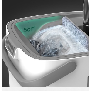Set de curatenie Flippy, mop si galeata, galeata 5.7 l, 4 rezerve microfibra incluse, design modern, pentru interior, material plastic, peri sintetici, plat, cu storcere, alb - Img 5
