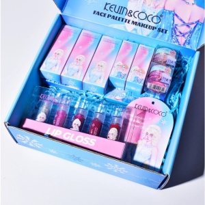 Set de Machiaj Kevin&Coco, 30 de Culori, Farduri de Pleoape, Iluminatoare Lichide, Lip Gloss-uri, Blush, Glitter, Model Regina Ghetii, 24.5x21.2x8.7 cm, Multicolor - Img 4