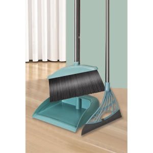 Set matura, faras cu coada si matura silicon, Flippy, Pentru uz casnic, Plastic/Otel, Albastru deschis, 90 x 72 x 100 cm - Img 2