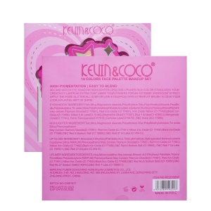 Set Paleta de machiaj cu 14 farduri de pleoape Kevin&Coco, Red Heart Eyeshadow Palette, 21 x 20.5 x 2.2cm - Img 6