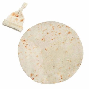 Set patura flanel si caciula Flippy, forma lipie, pentru nou-nascuti, material poliester, 85 cm, crem - Img 1