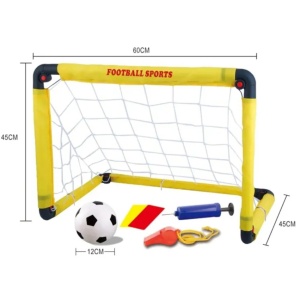 Set Poarta de Fotbal pentru Copii, Flippy, 45x60 cm, Minge, Cartonase, Pompa, Fluier, Interactiv, Distractiv, Galben - Img 3