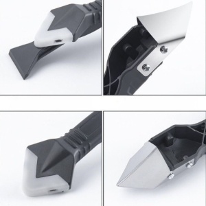 Set Racleta pentru Indepartare Adeziv, Racleta pentru Silicon si Lipici, 5 Capete din silicon, Dimensiune Inchisa 18.8 x 4 x 2.8 cm, Metal, Negru - Img 3