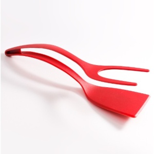 Spatula Multifunctionala tip Cleste, Flippy, Silicon, pentru Alimente, Carne, Paine, Rosu - Img 1