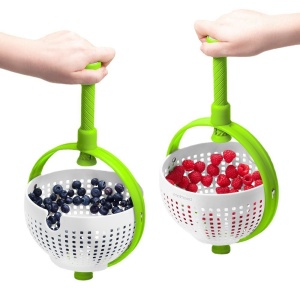 Strecuratoare multifunctionala rotativa, cu maner, material ABS, 22x12 cm, maner 18 cm, cu ventuza pentru prindere sigura, practic si usor de folosit, verde - Img 5