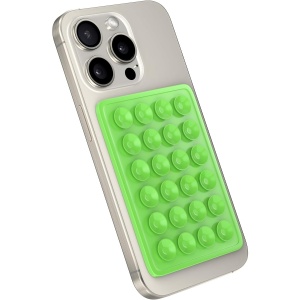 Suport Adeziv Universal, Flippy, pentru Telefon/Tableta, cu 24 Ventuze, potrivit pentru Tik-Tok/Selfie/Vizionare Video, din Silicon, 8 x 5.5 x 1 cm, Verde - Img 1