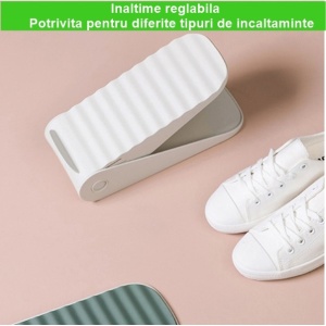 Suport pentru Pantofi, Flippy, cu Două Straturi, Organizator, Antiderapant și Durabil, Inălțime Reglabilă, 25.5x11x7.5 cm, Alb, 150 g - Img 3