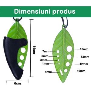 Tocator manual pentru ierburi Flippy, instrument de curatat frunze, tocator, margini ascutie, 9 gauri de diferite dimensiuni, multifunctional, material otel inoxidabil, rezistent la rugina, 14 x 5.5 cm, verde - Img 8