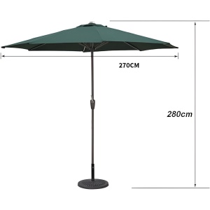 Umbrela Rotunda de Soare pentru Terasa sau Gradina, Flippy, Diametru 2.70 m, Inaltime 2.80 m, 9 Brate, Manivela, Diametru Tija 35 mm, Inclinare, Verde - Img 4