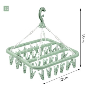 Uscator de rufe Flippy, 32 de cleme, Plastic, Pliabil, rotire 360 grade, 32x32 cm, Verde - Img 2