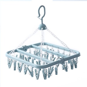 Uscator de rufe Flippy, 32 de cleme, Plastic, Pliabil, rotire 360 grade, 32x32 cm, Albastru - Img 1