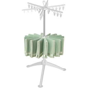Uscator de Rufe Vertical, Flippy, 2 Niveluri, Pliabil, din ABS+PP+Otel Inoxidabil, Rotire 360 Grade, 130 x 75 cm, Alb - Img 5