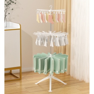 Uscator de Rufe Vertical, Flippy, 3 Niveluri, Pliabil, din ABS+PP+Otel Inoxidabil, Rotire 360 Grade, 178.7 x 75 cm, Alb - Img 7