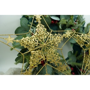Varf decorativ de brad, Auriu, in forma de Stea, design de braduti, din Plastic/Metal, 24 cm x 27 cm, Interior/Exterior, Flippy - Img 6