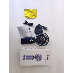 Ventilator Ultra Portabil cu Aromaterapie, Flippy, 3 in 1, de Mana, de Birou, de Gat, 5 Trepte de Viteza, Incarcare USB, Autonomie 12h, Pliabil, cu Ecran LCD, Albastru - Img 11