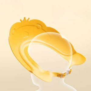 Viziera de Protectie Baie Pentru Copii, Fippy, Model Coronita Leu, Dimensiune ajustabila, Durabil, Usor de curatat, Impotriva Samponului, pentru Ochi si Urechi, TPE+PP, 21x20.5 cm, Galben - Img 3