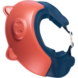 Viziera de Protectie Baie Pentru Copii, Fippy, Model Purcelus, Dimensiune ajustabila, Durabil, Usor de curatat, Impotriva Samponului, pentru Ochi si Urechi, TPE+PP, 23x23 cm, Rosu - Img 4