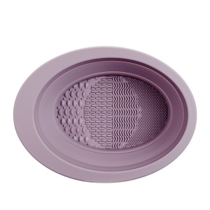Accesoriu din silicon pentru curatarea accesoriilor makeup, pensule, buretei, 14.5 x 11,5 cm, 2 moduri de utilizare, pliabil, mov - Img 1