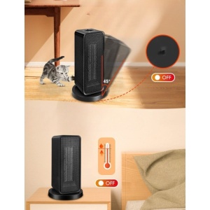 Aeroterma / Radiator Flippy, 1200 W, 2 trepte de putere, termostat reglabil, Negru - Img 5