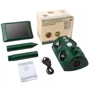 Aparat Solar LED cu Ultrasunete, Flippy, Repelent pentru Animale Mari si Mici, Lumina Rosie si Alba, Anti Rozatoare, Anti Insecte, Frecventa 13.5KHZ-45.5KHZ, Senzor PIR, 15.5 x 15.4 x 26.2 cm, Verde - Img 7