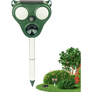 Aparat Solar LED cu Ultrasunete, Flippy, Repelent pentru Animale Mari si Mici, Lumina Rosie si Alba, Anti Rozatoare, Anti Insecte, Frecventa 13.5KHZ-65 KHZ, Senzor PIR, 13 x 14.7 x 24.5 cm, Verde - Img 6