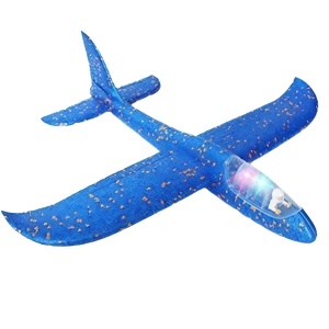 Avion Planor cu Pilot, Flippy, Din Polistiren, Cu Lumini in Cabina Pilotului, Lungime 47 cm, Albastru - Img 1