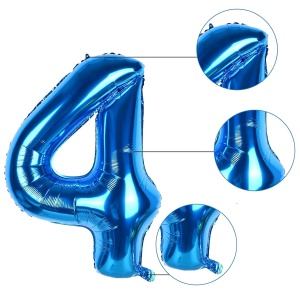 Balon din Folie Flippy, Cifra 4, 81 cm, Pentru Aer sau Heliu, Bulk, Albastru - Img 3