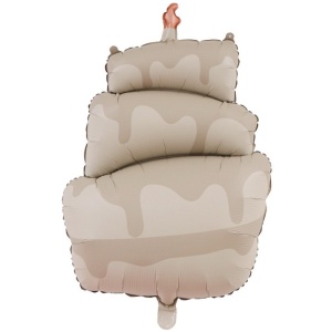 Balon din Folie Metalizata, Flippy, Figurina Animata, Model Tort, 96 x 55.5 cm, Ambalaj Individual, Pai Inclus, Umflare cu Aer sau Heliu, Maro - Img 1